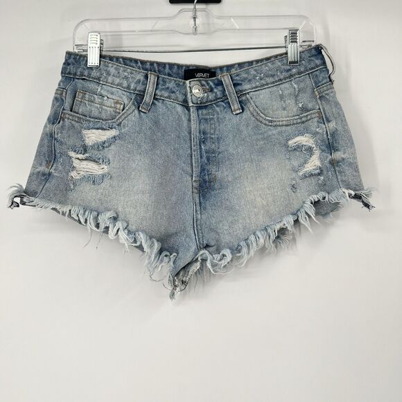 Womens 27 Vervet Distressed Blue Jean High Waist Shorts VT166 - Picture 1 of 12